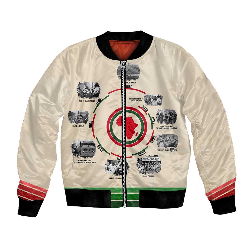 Black History Milestones - African Timeline Bomber Jacket