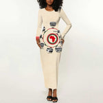 Black History Milestones - African Timeline Long Sleeve Bodycon Dress DT02