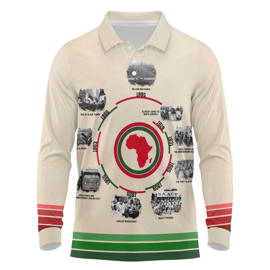 Black History Milestones - African Timeline Long Sleeve Polo Shirt