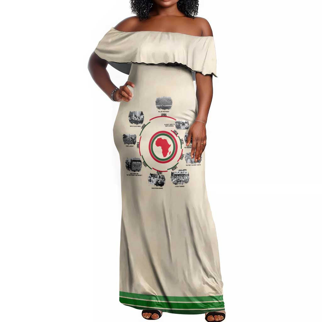 Black History Milestones - African Timeline Off Shoulder Maxi Dress