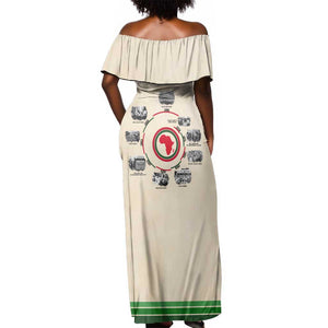 Black History Milestones - African Timeline Off Shoulder Maxi Dress