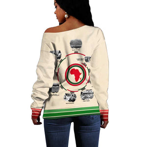 Black History Milestones - African Timeline Off Shoulder Sweater