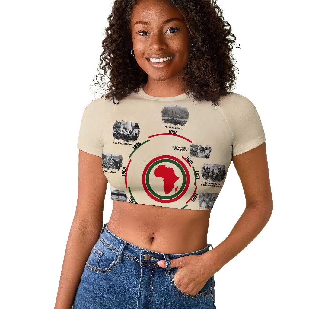 Black History Milestones - African Timeline Raglan Cropped T shirt