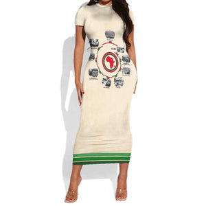 Black History Milestones - African Timeline Short Sleeve Bodycon Dress