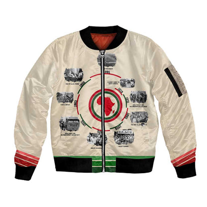 Black History Milestones - African Timeline Sleeve Zip Bomber Jacket