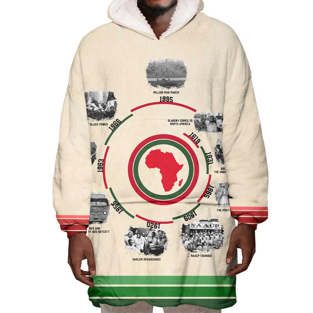 Black History Milestones - African Timeline Wearable Blanket Hoodie