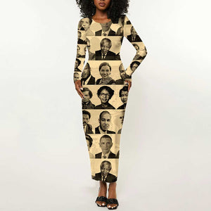 Civil Rights Leaders Long Sleeve Bodycon Dress African-American