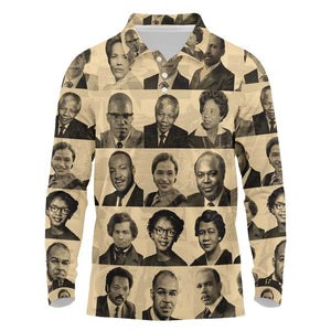 Civil Rights Leaders Long Sleeve Polo Shirt African-American