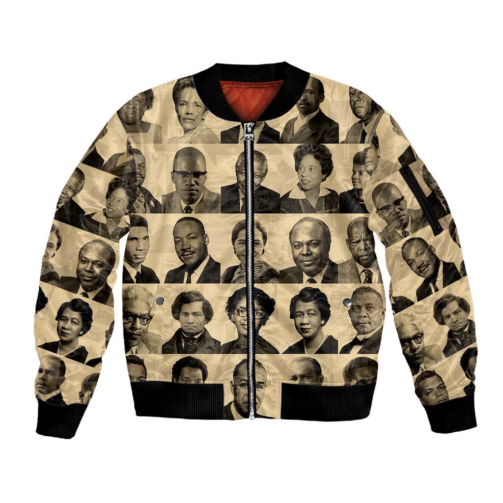 Civil Rights Leaders Sleeve Zip Bomber Jacket African-American