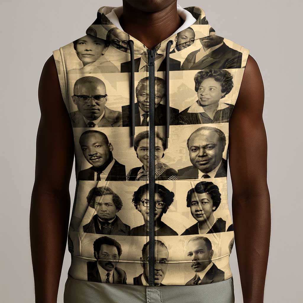Civil Rights Leaders Sleeveless Zip Hoodie African-American - African Pride