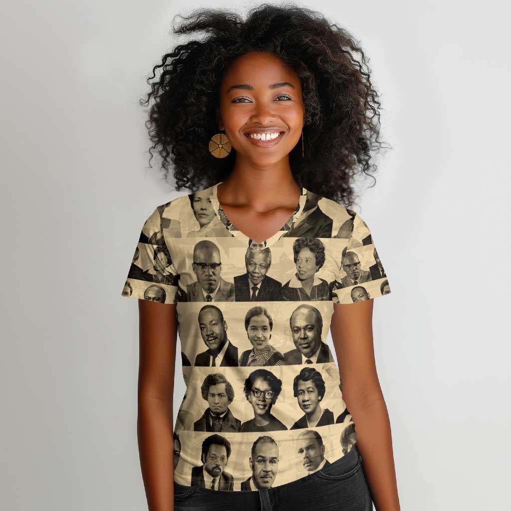 Civil Rights Leaders Women V-Neck T-Shirt African-American