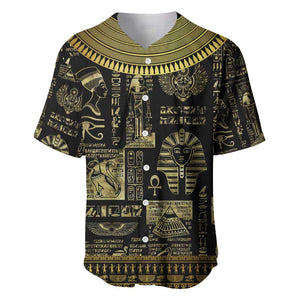 Egypt Pharaoh Baseball Jersey Egyptian Hieroglyphs and Symbols