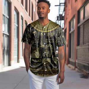 Egypt Pharaoh Baseball Jersey Egyptian Hieroglyphs and Symbols