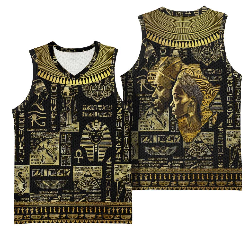 Egypt Pharaoh Basketball Jersey Egyptian Hieroglyphs and Symbols DT02