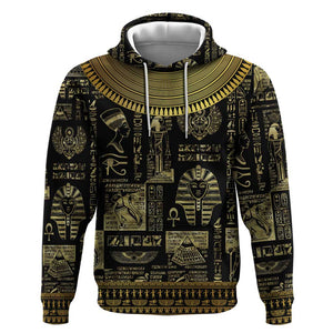 Egypt Pharaoh Hoodie Egyptian Hieroglyphs and Symbols