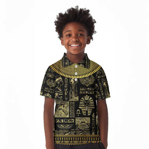 Egypt Pharaoh Kid Polo Shirt Egyptian Hieroglyphs and Symbols