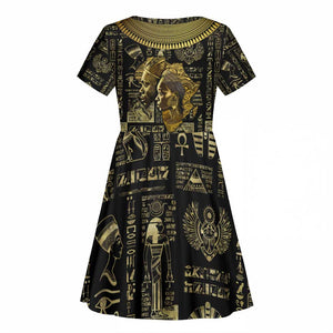 Egypt Pharaoh Kid Short Sleeve Dress Egyptian Hieroglyphs and Symbols