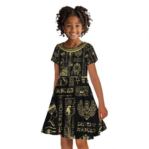 Egypt Pharaoh Kid Short Sleeve Dress Egyptian Hieroglyphs and Symbols