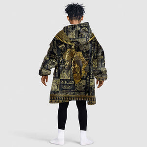 Egypt Pharaoh KId Wearable Blanket Hoodie Egyptian Hieroglyphs and Symbols