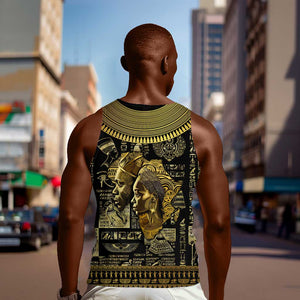 Egypt Pharaoh Men Tank Top Egyptian Hieroglyphs and Symbols