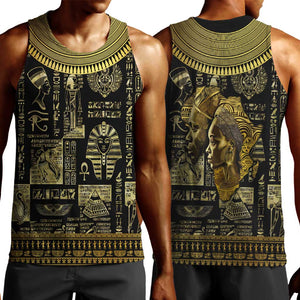 Egypt Pharaoh Men Tank Top Egyptian Hieroglyphs and Symbols