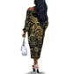 Egypt Pharaoh Off The Shoulder Long Sleeve Dress Egyptian Hieroglyphs and Symbols