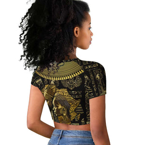 Egypt Pharaoh Raglan Cropped T shirt Egyptian Hieroglyphs and Symbols