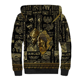 Egypt Pharaoh Sherpa Hoodie Egyptian Hieroglyphs and Symbols