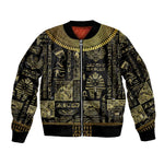 Egypt Pharaoh Sleeve Zip Bomber Jacket Egyptian Hieroglyphs and Symbols