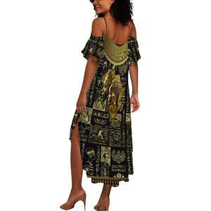 Egypt Pharaoh Summer Maxi Dress Egyptian Hieroglyphs and Symbols