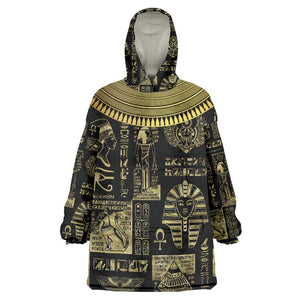 Egypt Pharaoh Wearable Blanket Hoodie Egyptian Hieroglyphs and Symbols