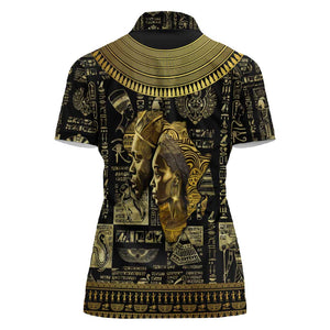 Egypt Pharaoh Women Polo Shirt Egyptian Hieroglyphs and Symbols