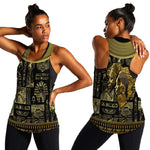 Egypt Pharaoh Women Racerback Tank Egyptian Hieroglyphs and Symbols