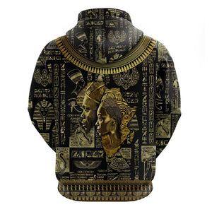 Egypt Pharaoh Zip Hoodie Egyptian Hieroglyphs and Symbols