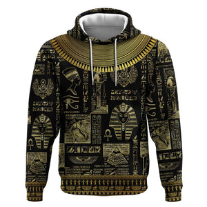 Egypt Pharaoh Zip Hoodie Egyptian Hieroglyphs and Symbols