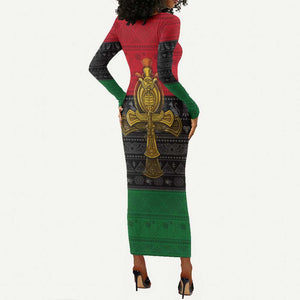 Pan African Ankh Long Sleeve Bodycon Dress