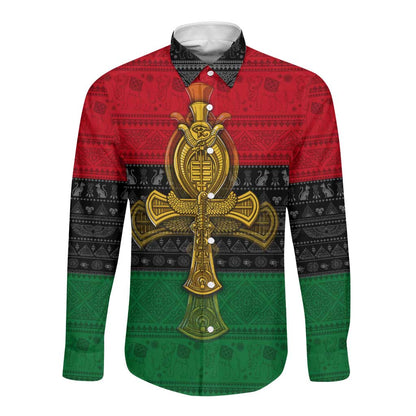 Pan African Ankh Long Sleeve Button Shirt