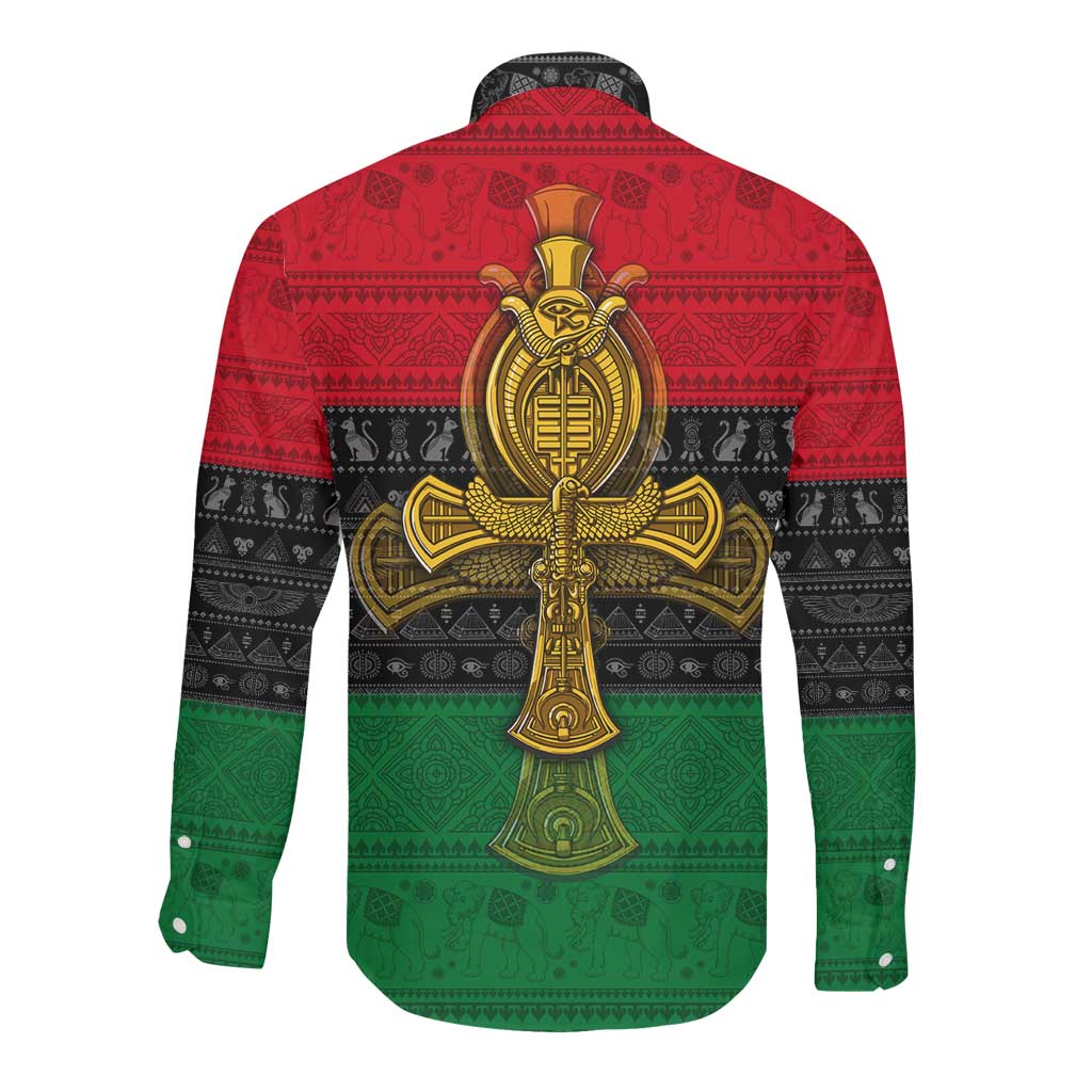Pan African Ankh Long Sleeve Button Shirt
