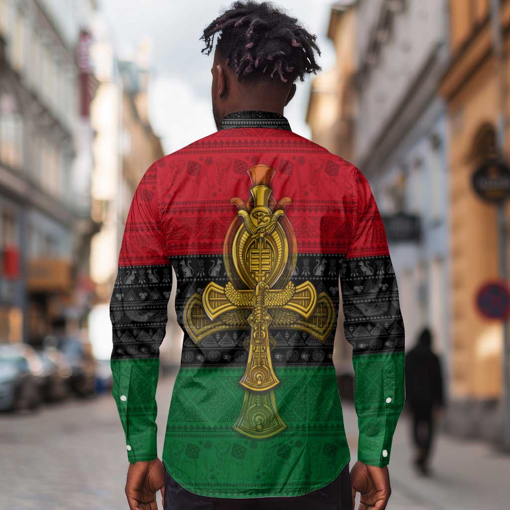 Pan African Ankh Long Sleeve Button Shirt