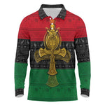 Pan African Ankh Long Sleeve Polo Shirt