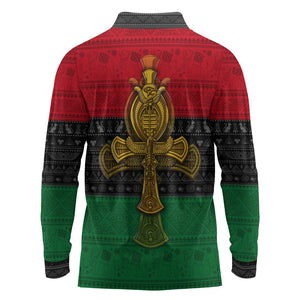 Pan African Ankh Long Sleeve Polo Shirt