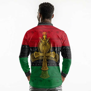 Pan African Ankh Long Sleeve Polo Shirt