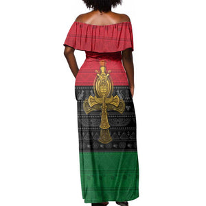 Pan African Ankh Off Shoulder Maxi Dress