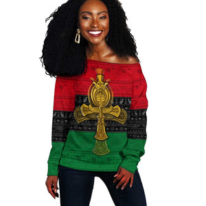 Pan African Ankh Off Shoulder Sweater