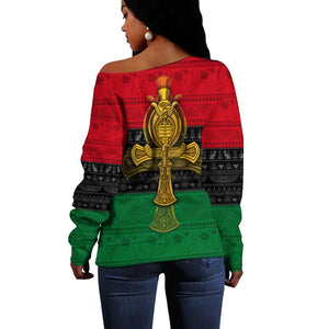 Pan African Ankh Off Shoulder Sweater