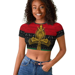 Pan African Ankh Raglan Cropped T shirt