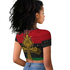 Pan African Ankh Raglan Cropped T shirt