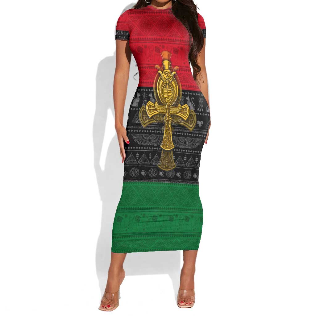 Pan African Ankh Short Sleeve Bodycon Dress