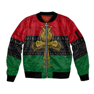 Pan African Ankh Sleeve Zip Bomber Jacket