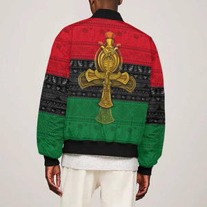 Pan African Ankh Sleeve Zip Bomber Jacket